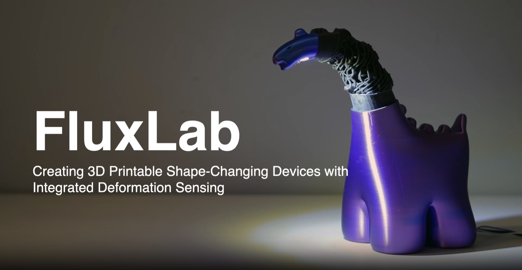 teaser of FluxLab: Creating 3D Printable Shape-Changing Devices with Integrated Deformation Sensing